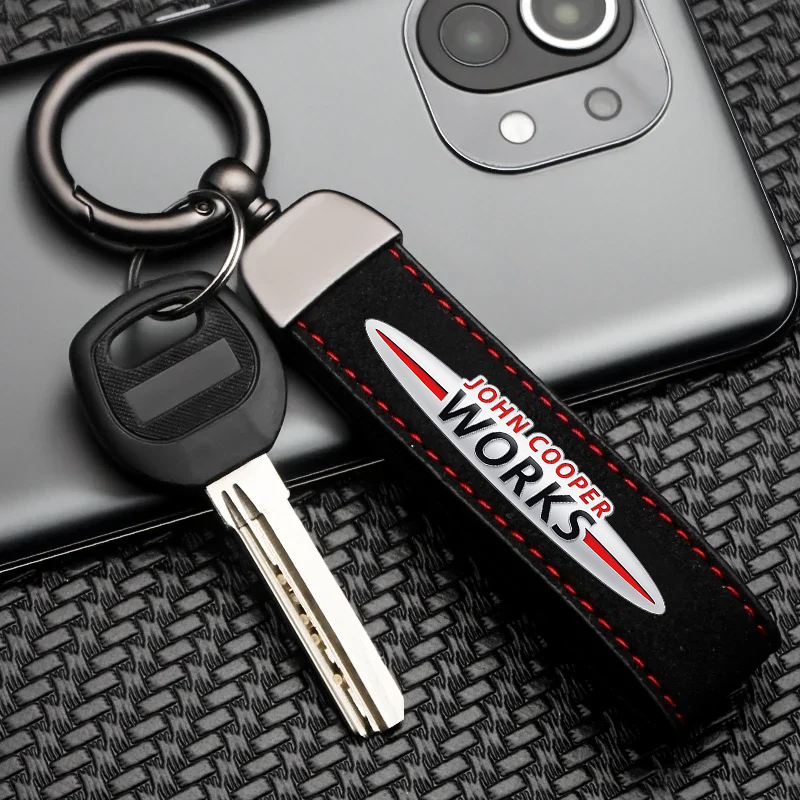 Leather Work For Car - Sleutelhanger met Mini WORKS Cooper One