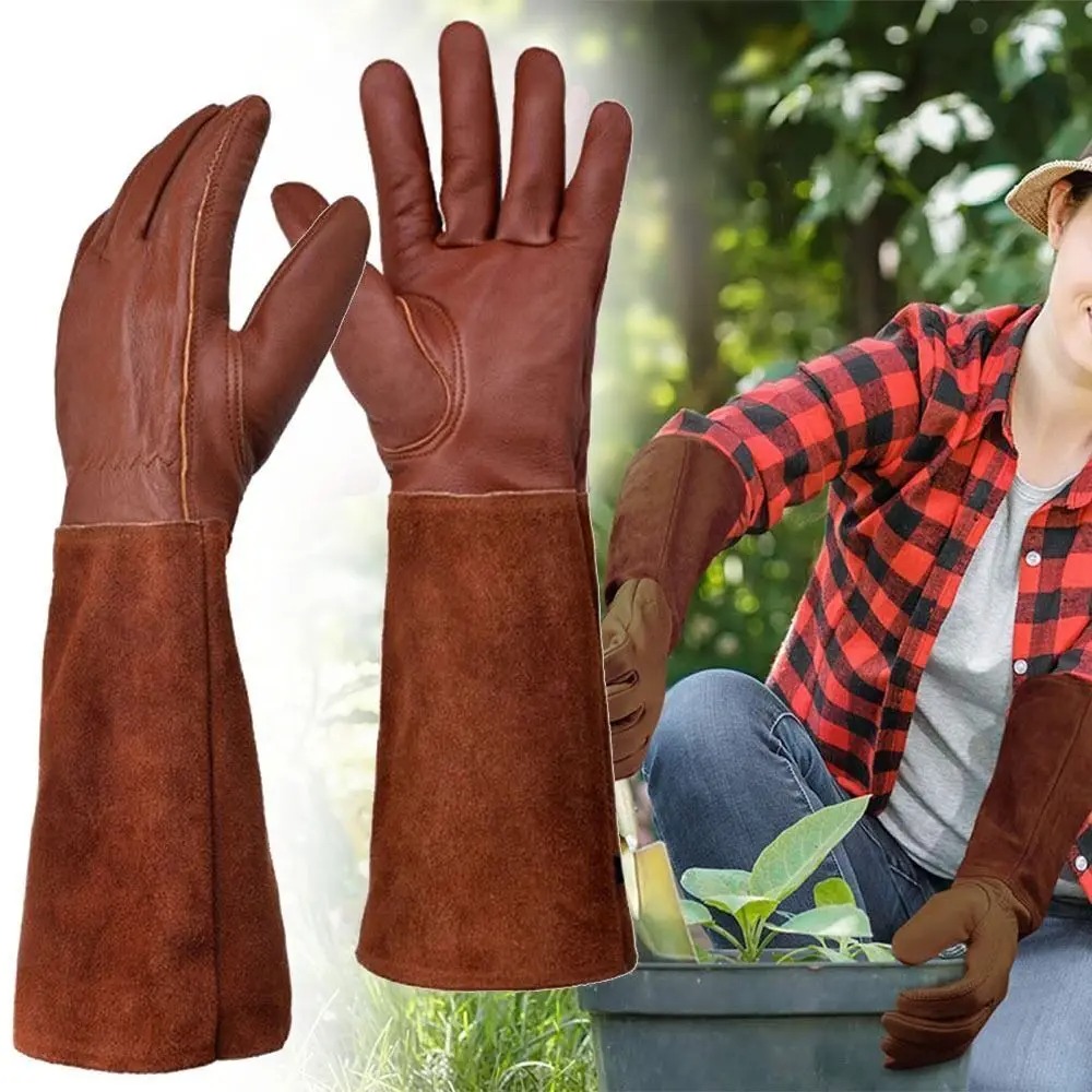Leather Work Youtube - Lange buis tuinveiligheid werkhandschoenen Leer ademend