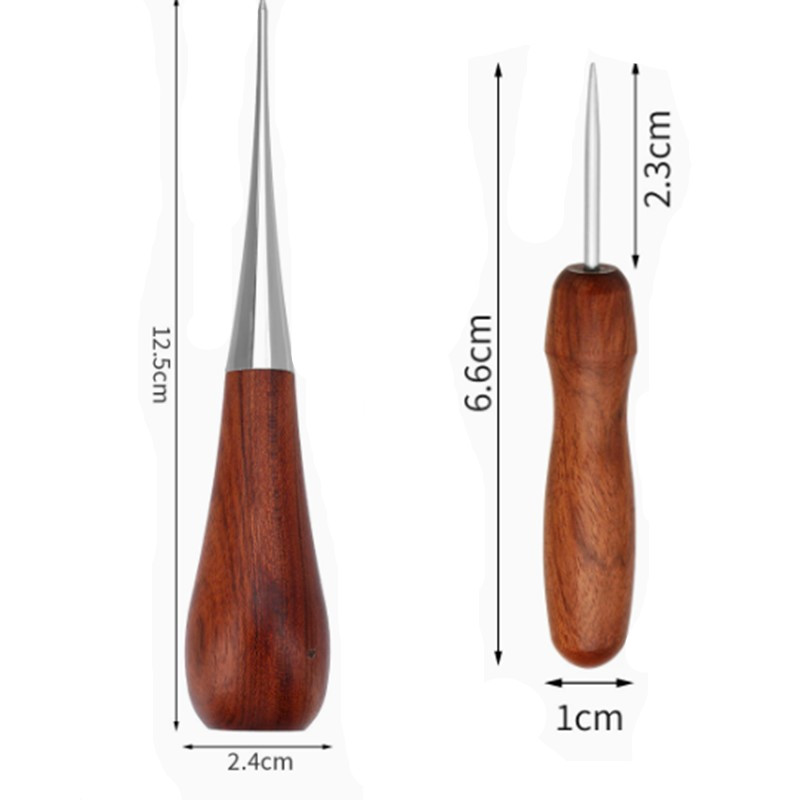 Leatherwork Awl - Professionele lederen houten handvat-priem DIY-gereedschap voor