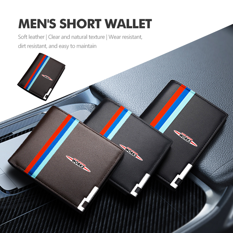 Leather Work For Car - Auto Mannen Korte Portemonnee Multifunctionele Portemonnee