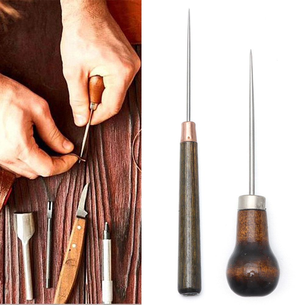 Leatherwork Awl - 1Pc Stiksels Priem Houten Handvat Legering