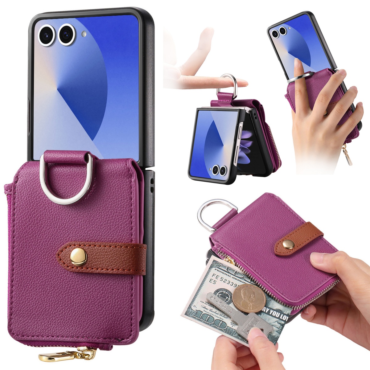 Leatherwork Wallet - Luxe kaarthouder telefoonhoesje voor Samsung Galaxy