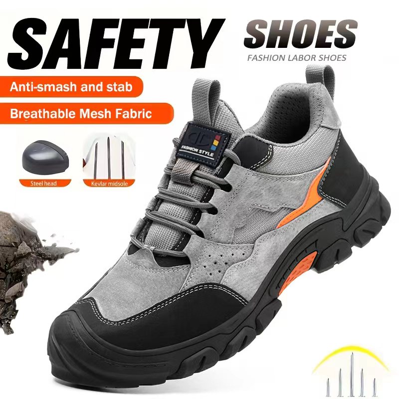 Leather Work Fabric - Anti-smash lekbestendige functionele schoenen Veiligheidsschoenen Heren