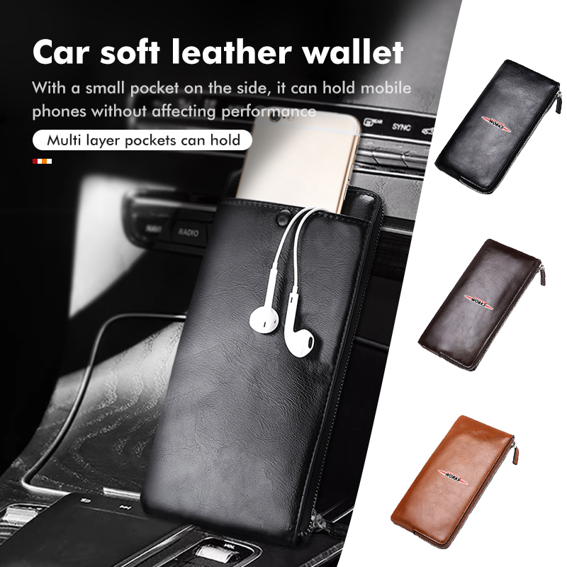 Leather Work For Car - Leren auto sleutelhulsel portemonnee zachte lange