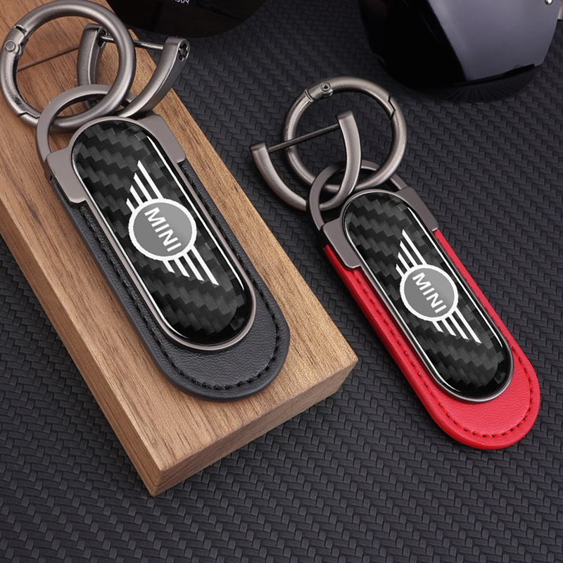 Leather Work For Car - Koolstofvezel Metaal Lederen Auto Sleutelhanger sleutelhanger