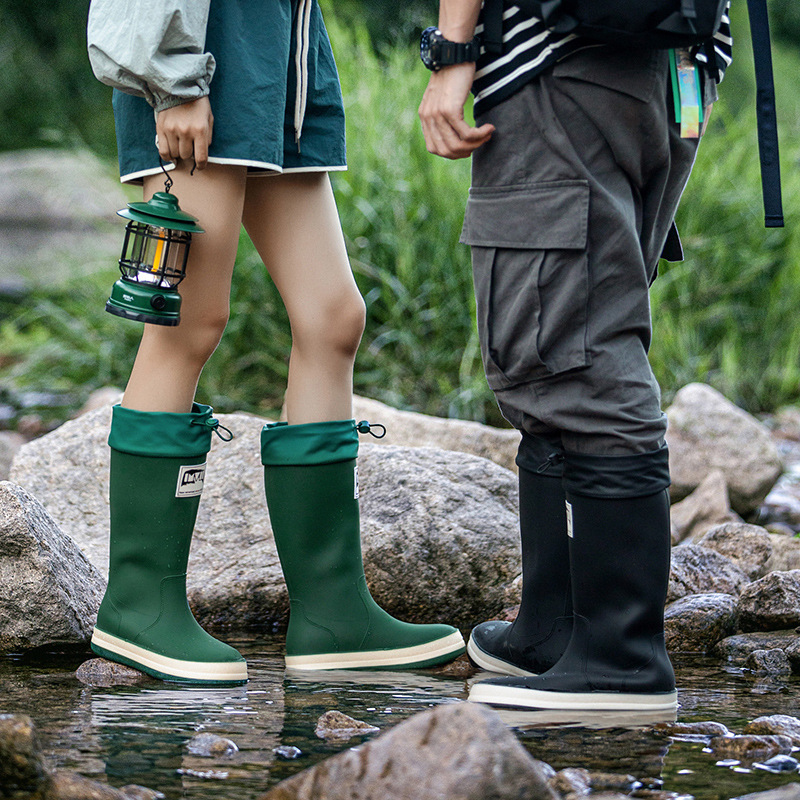 Leather Work Youtube - Outdoor Fietsregenlaarzen Mode Mid-Tube Visschoenen Waterdichte