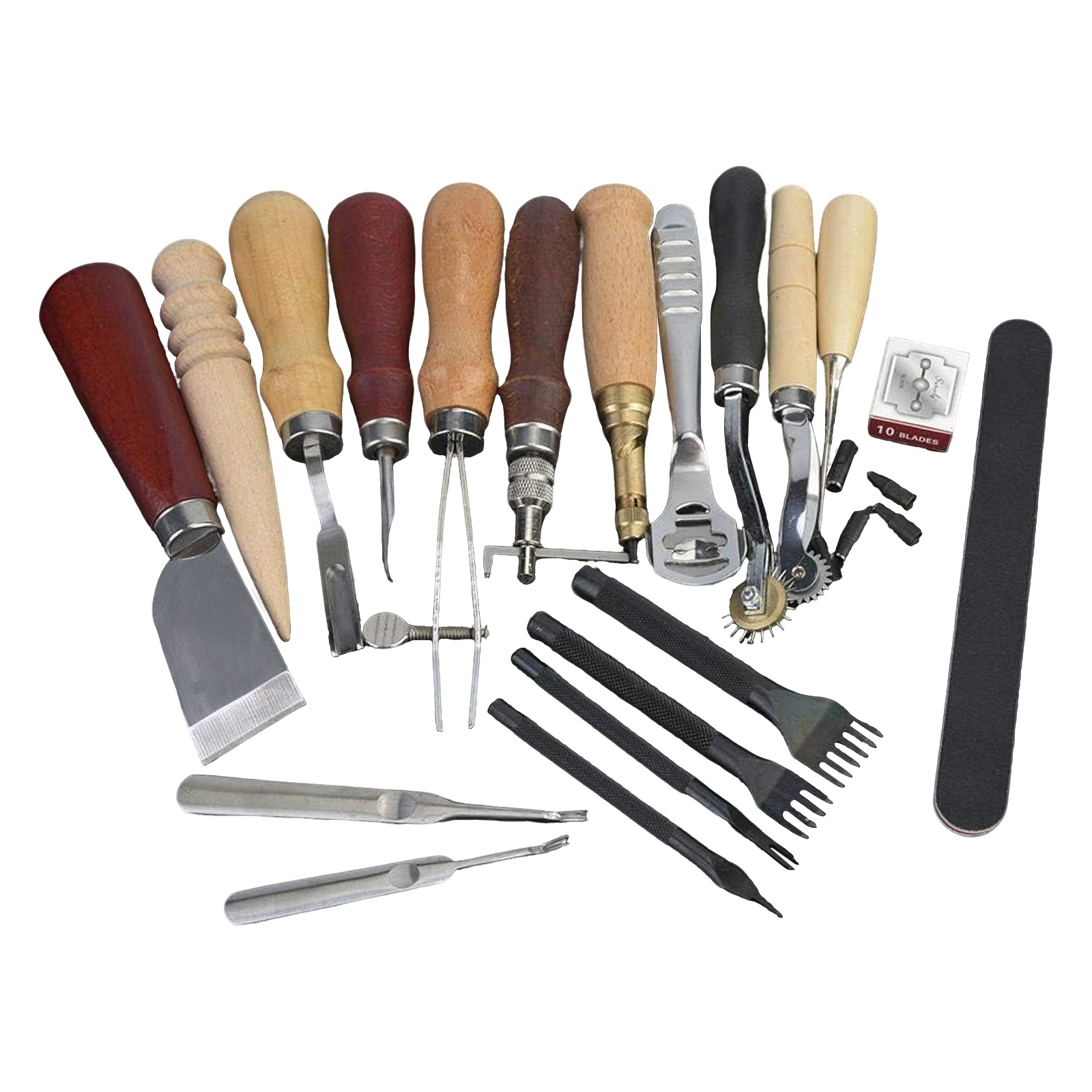 Leatherworking Equipment - Lederen gereedschap, 19-delige lederbewerkingsset voor naaien,