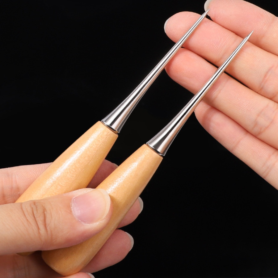 Leatherwork Awl - 2 stuks lederen handnaaigereedschap, lederen ambachtelijke