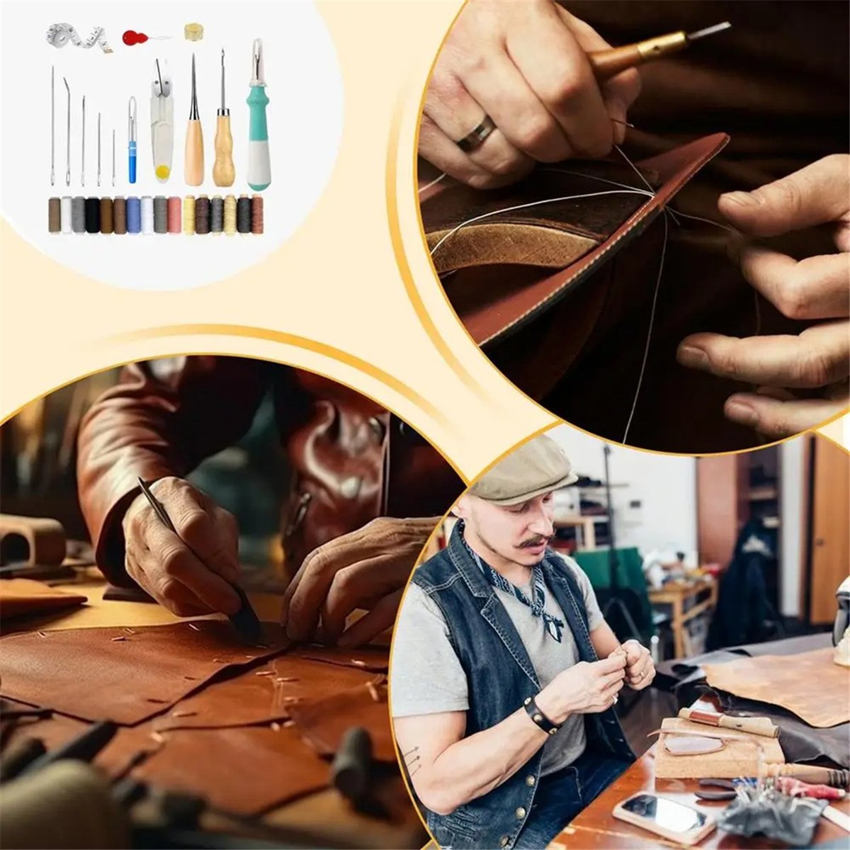 Leatherwork Awl - AA77 NIEUW Lederbewerkingsset Lederen bankreparatie naaiset