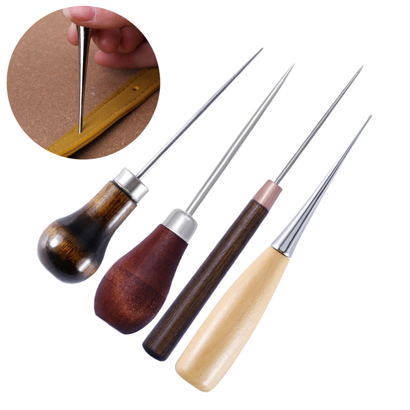 Leatherwork Awl - Duurzame Professionele Lederen Houten Handvat Priem